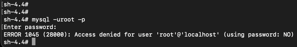 ERROR 1045 28000 - Access denied for user root MySQL Docker